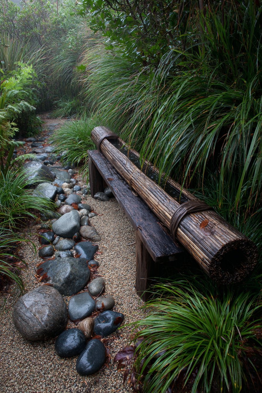 Sustainable Rain Garden with Japanese Aesthetic