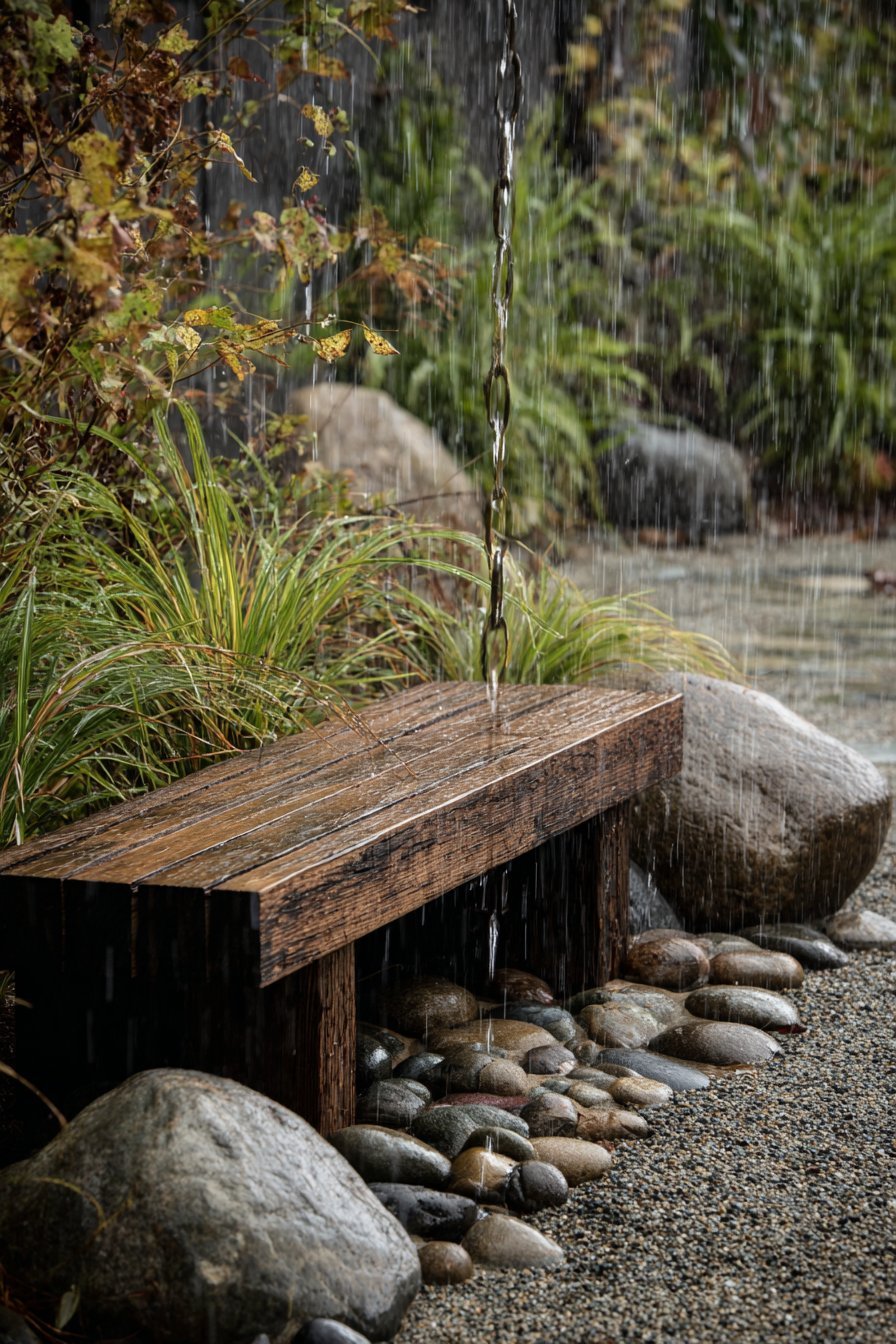 Sustainable Rain Garden with Japanese Aesthetic