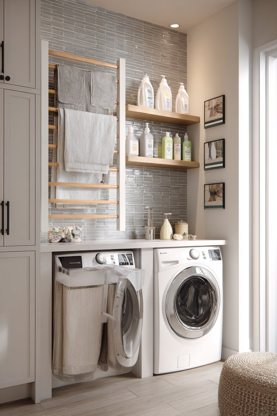 Fold-Down Laundry Drying Rack