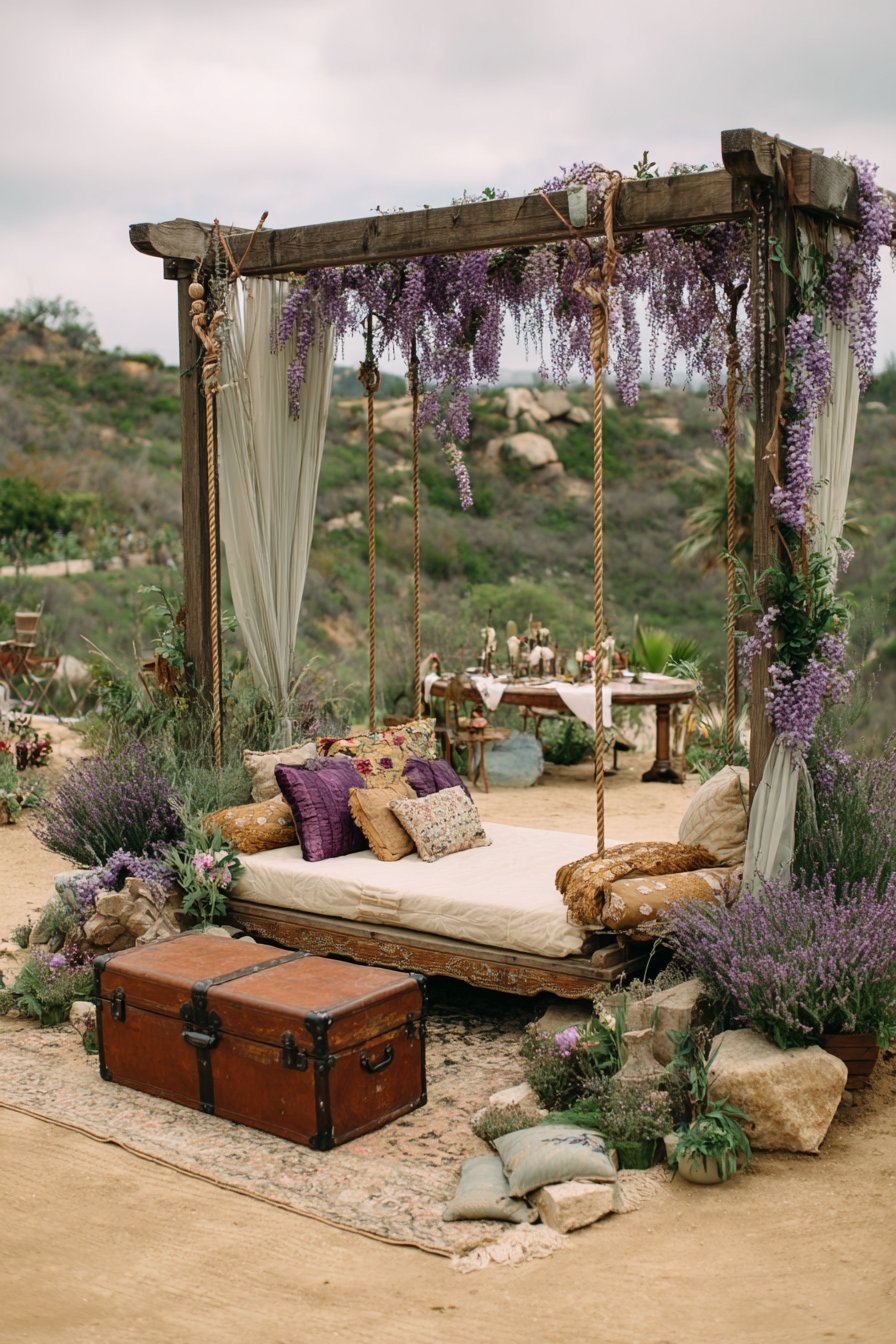 Swing Bed with Wisteria Canopy