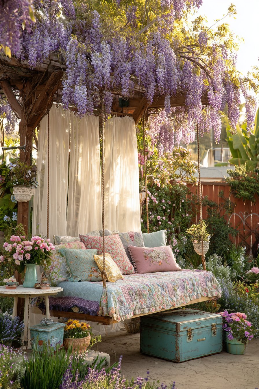 Swing Bed with Wisteria Canopy