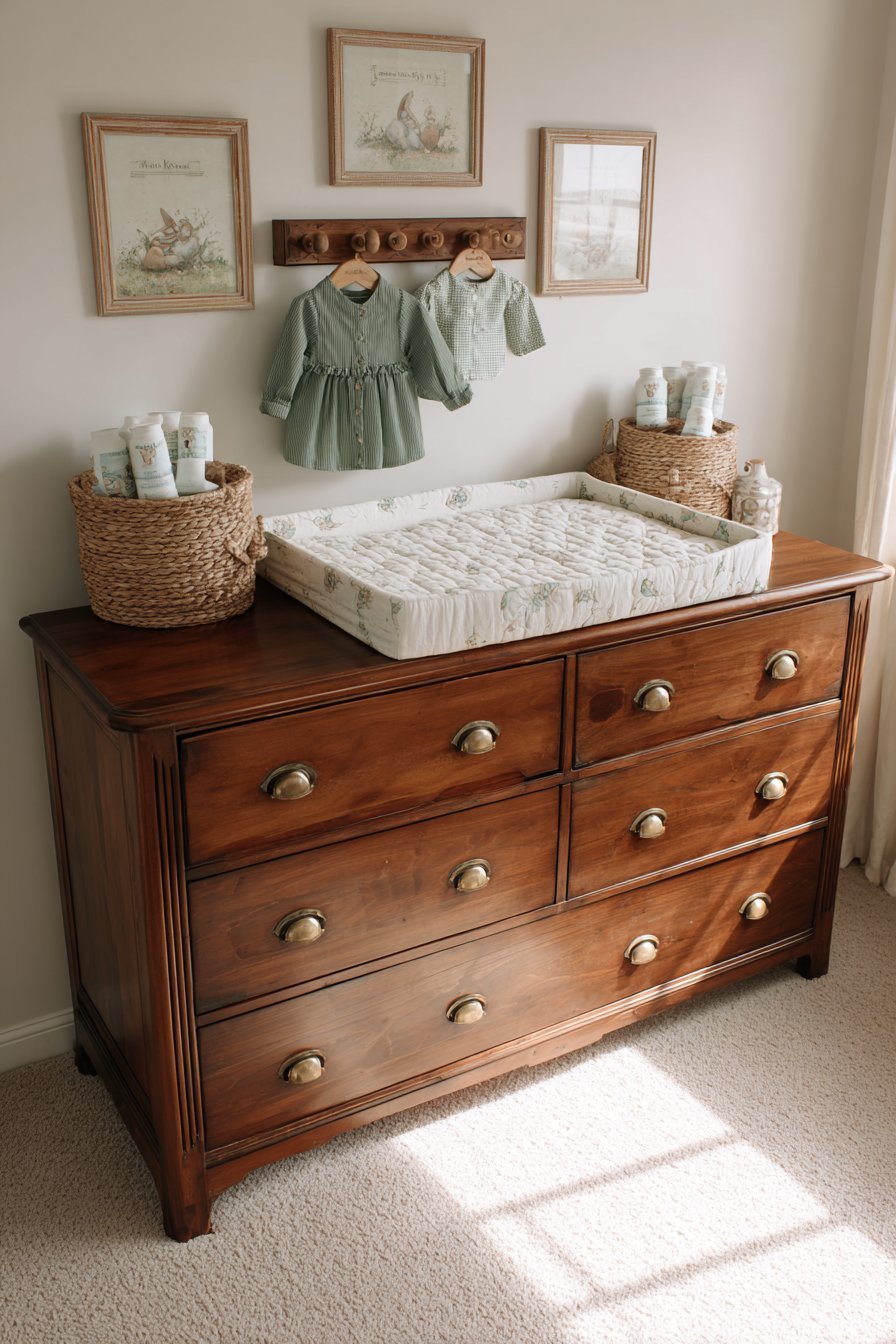 Organized Changing Station with Vintage Charm