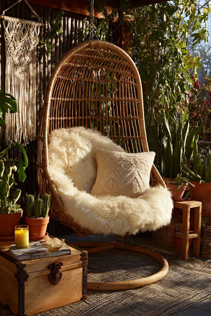 Hanging Rattan Egg Chair Corner