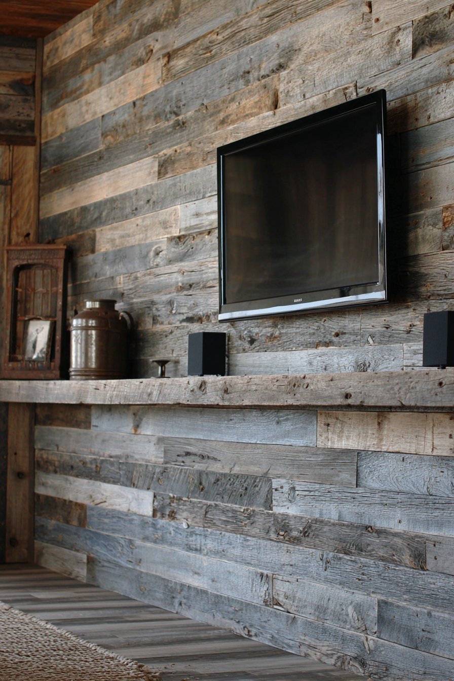 Rustic Reclaimed Barn Wood Feature Wall