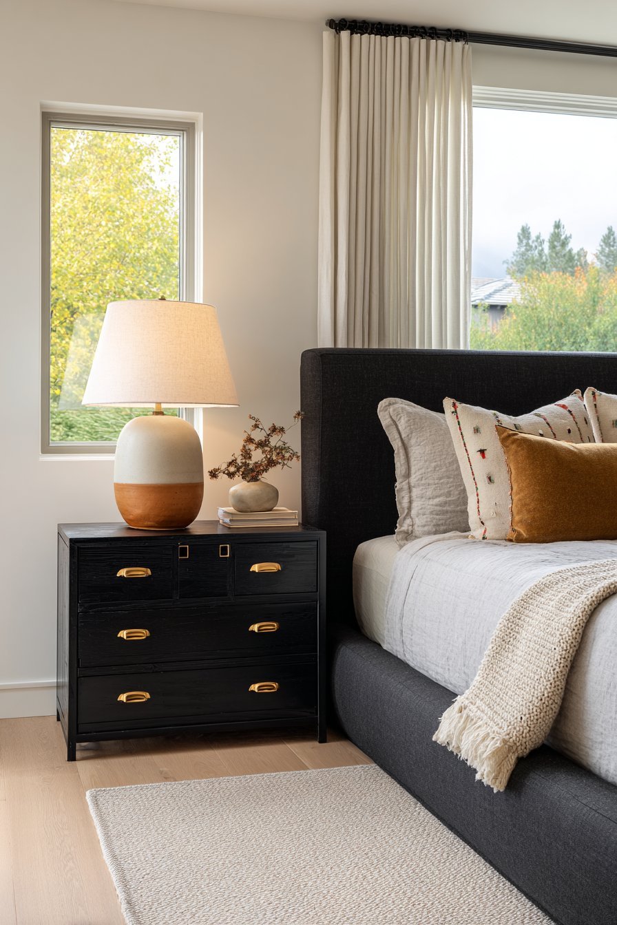 Serene Bedroom with Vintage Nightstands