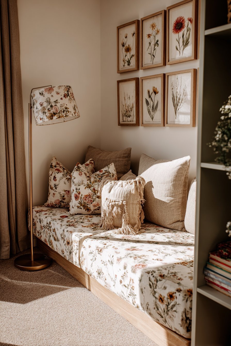 Cozy Reading Nook with Botanical Books