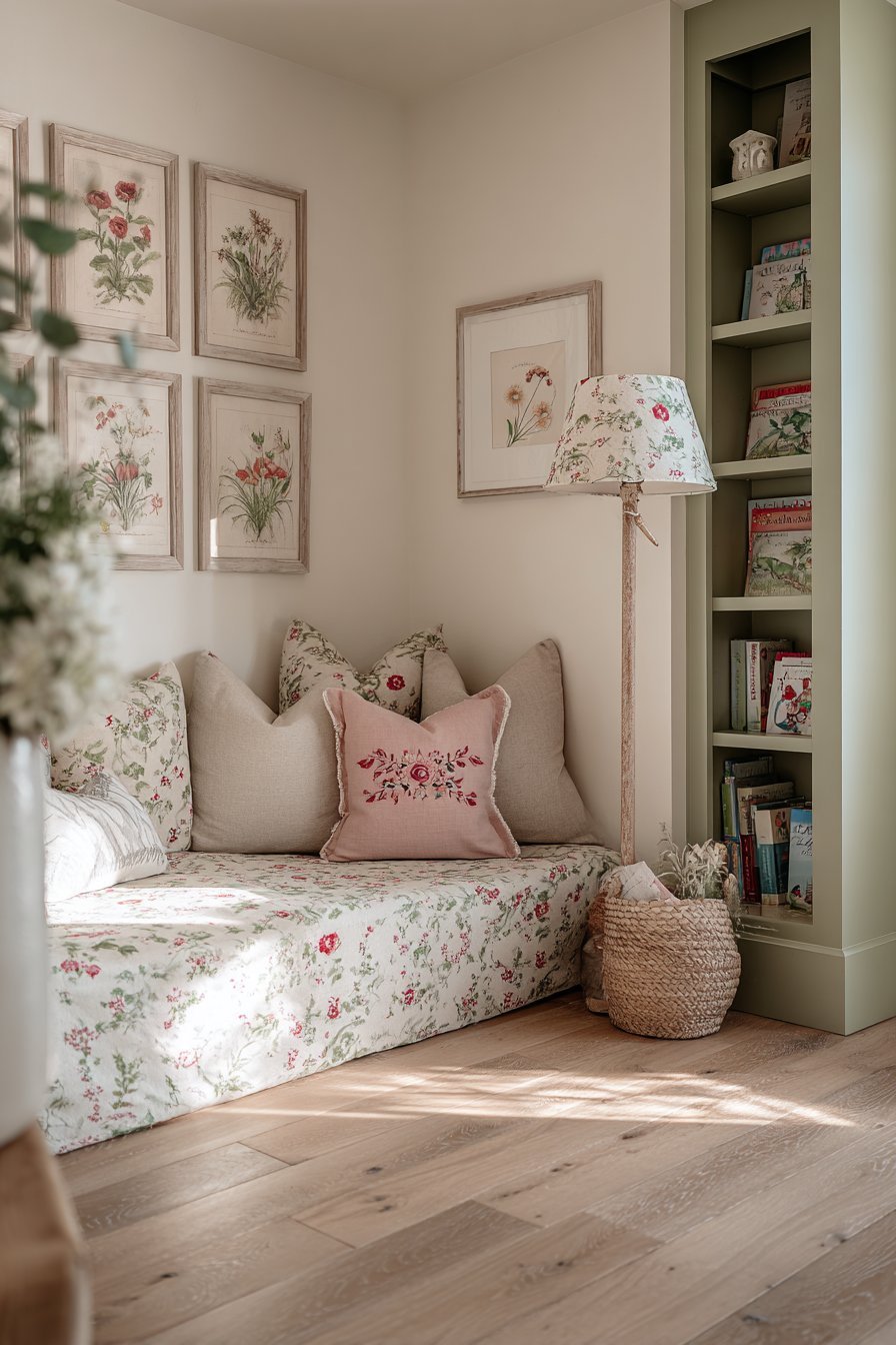 Cozy Reading Nook with Botanical Books