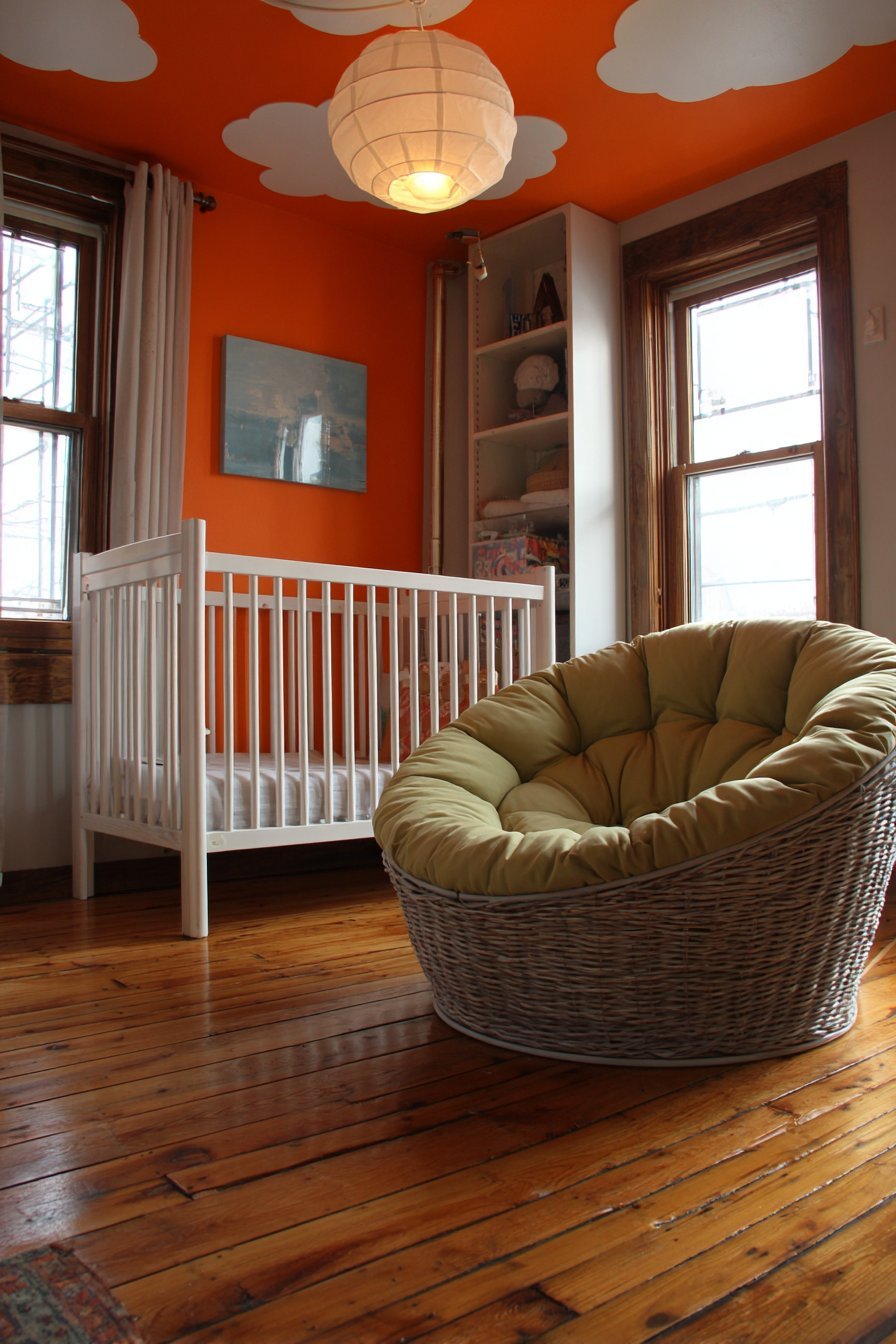 Statement Ceiling with Burnt Orange Clouds