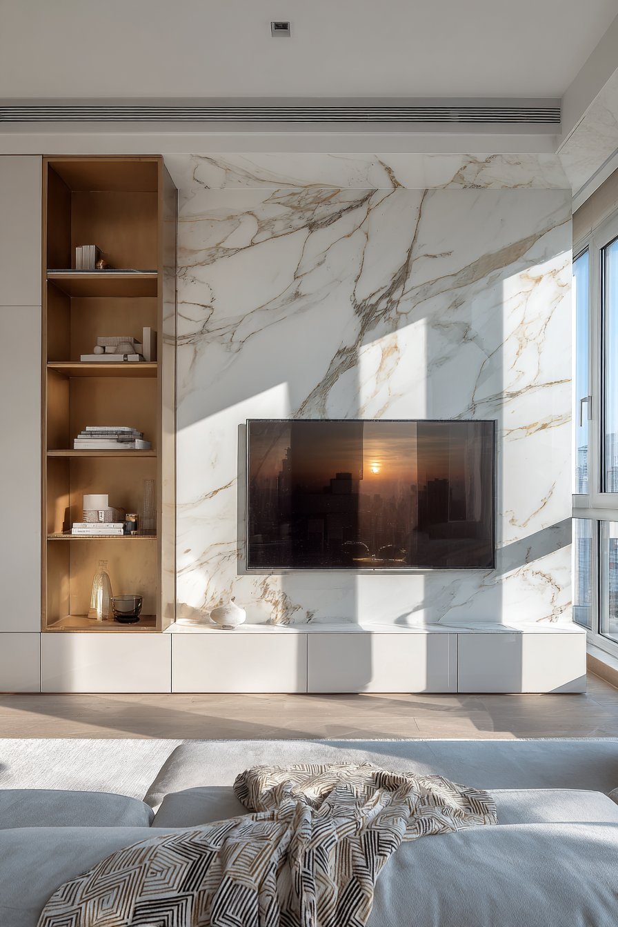 Luxurious Marble-Look Porcelain Feature Wall