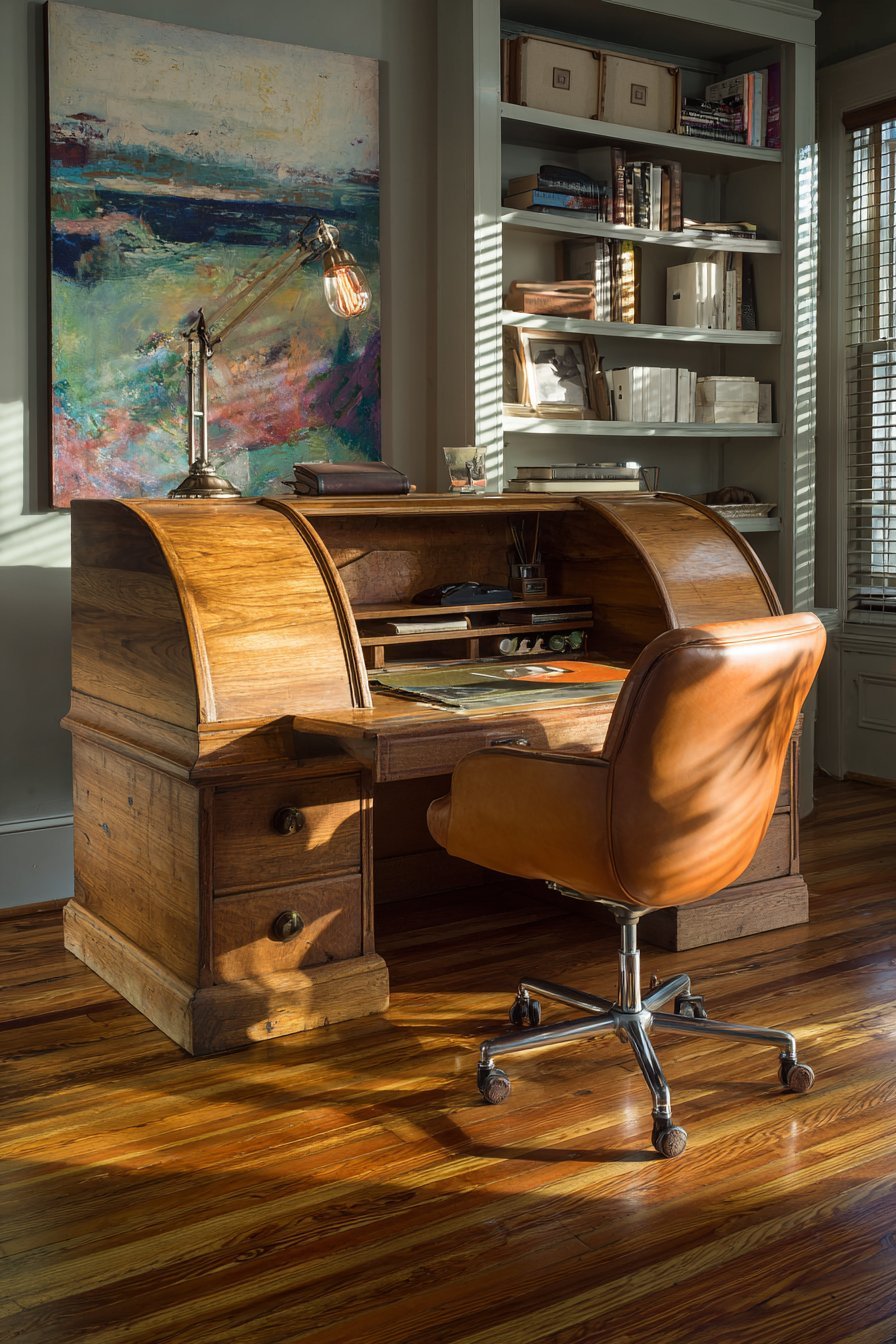 Productive Home Office with Roll-Top Desk