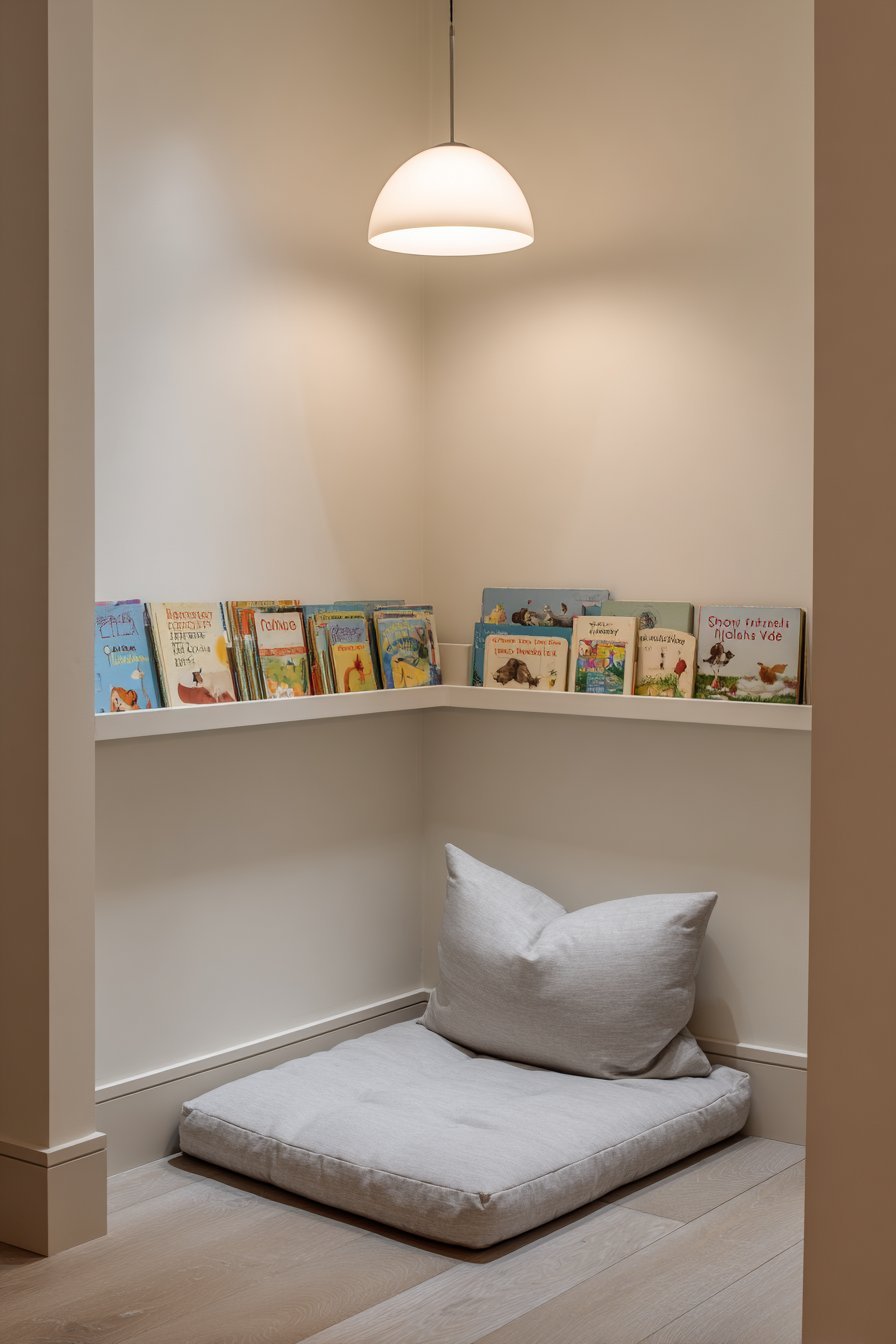 Low Bookshelf Reading Nook Design