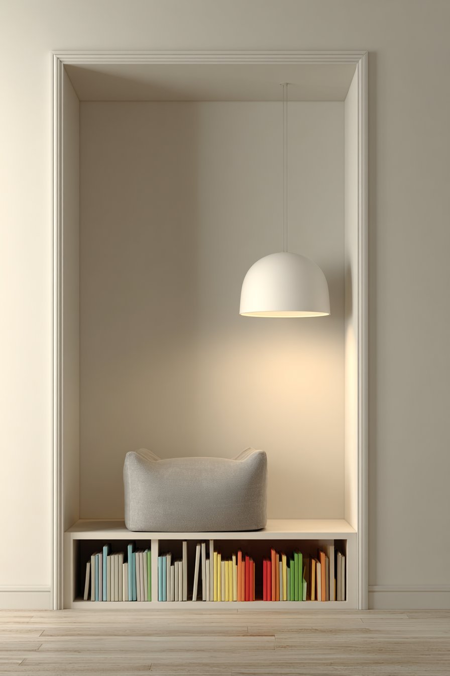 Low Bookshelf Reading Nook Design