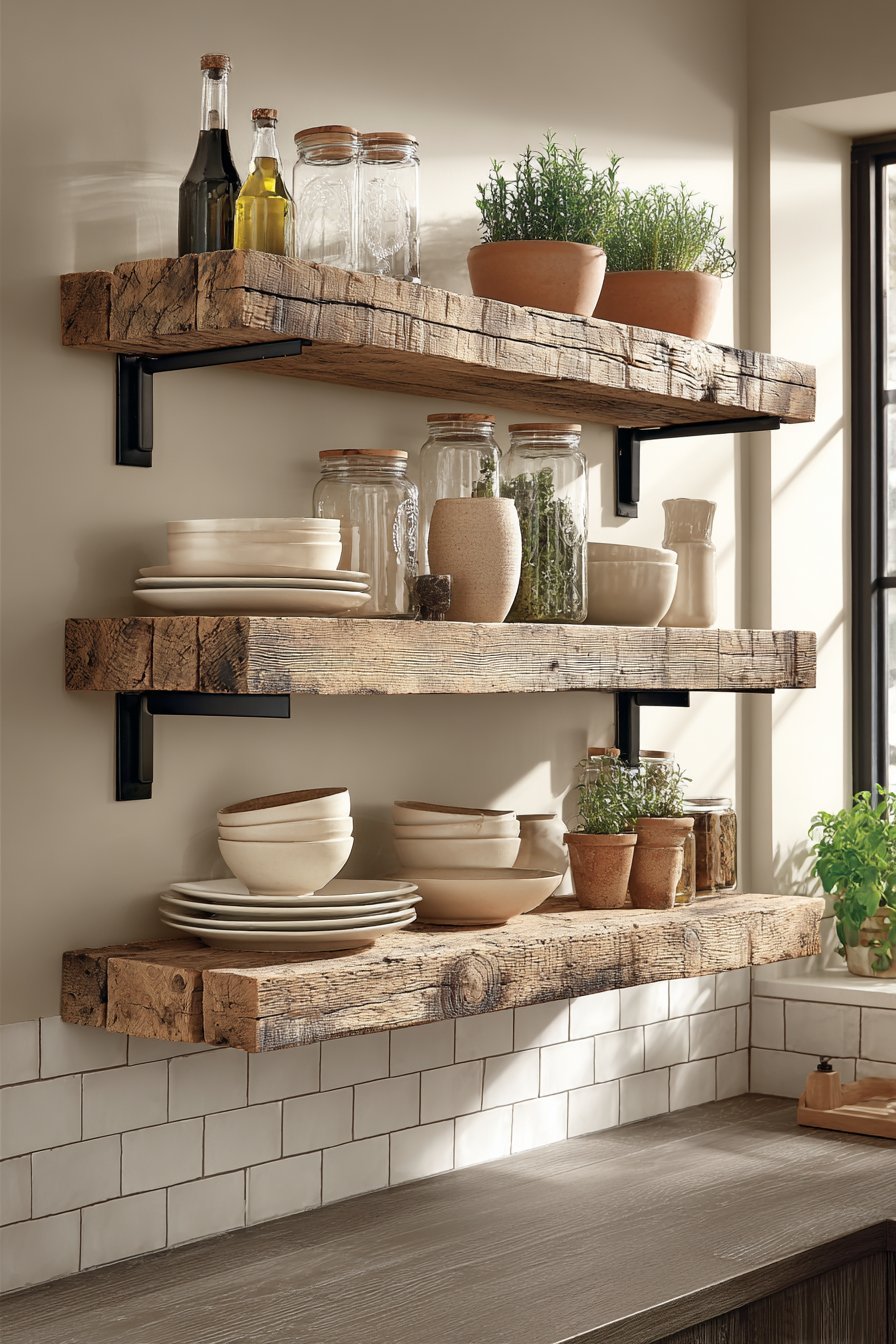 Reclaimed Wood Open Shelving