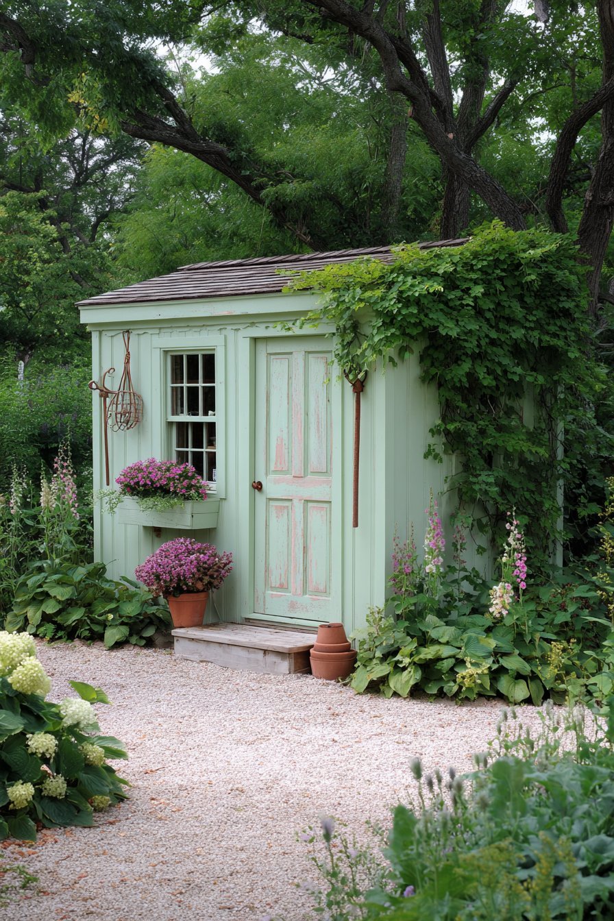 Sage Green Garden Shed