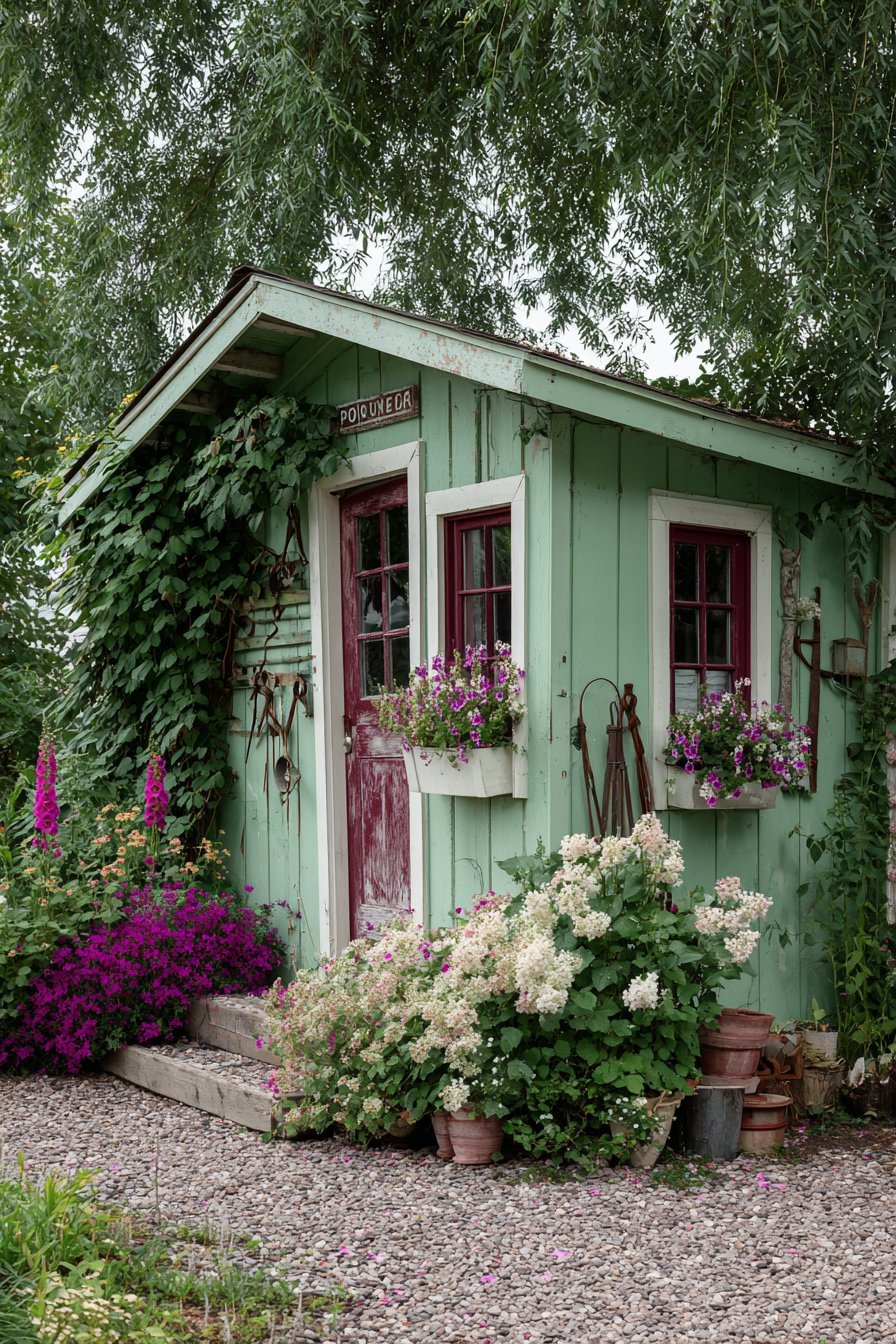 Sage Green Garden Shed