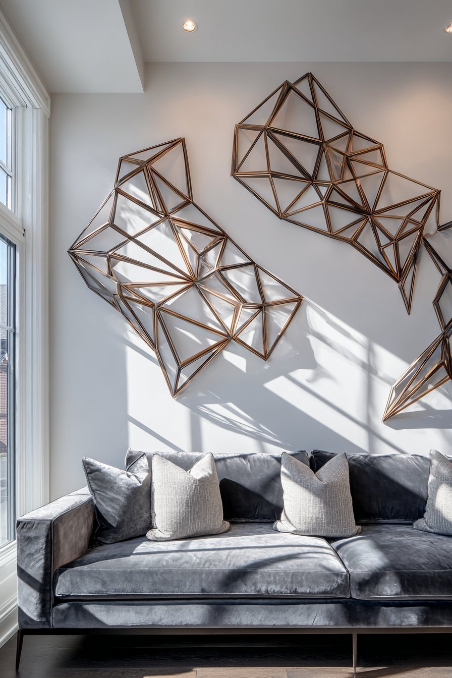 Contemporary Metal Geometric Wall Sculptures
