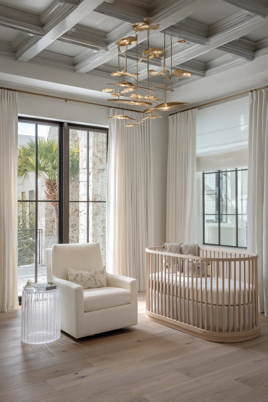 Coffered Ceiling with Modern Furnishings