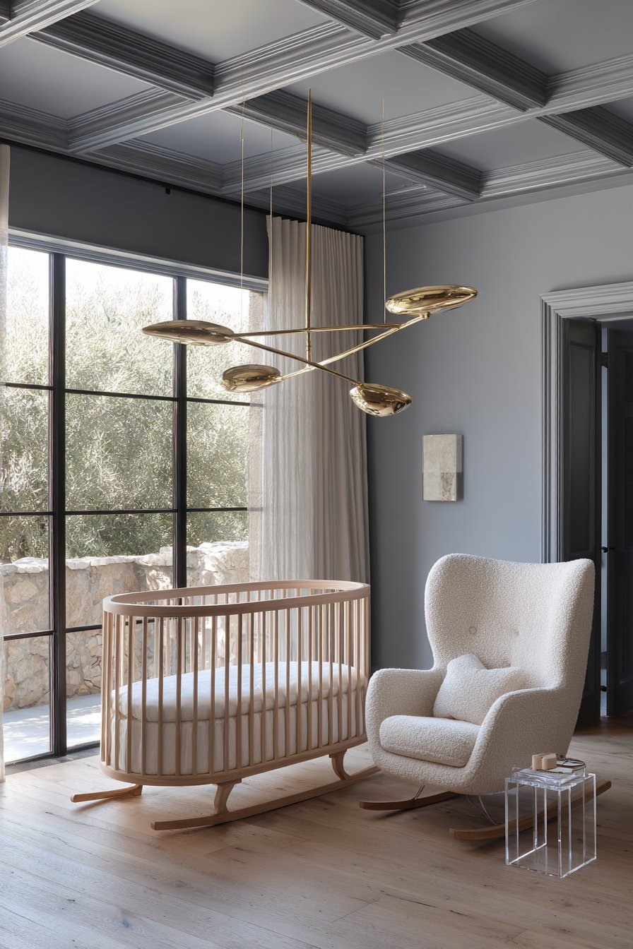 Coffered Ceiling with Modern Furnishings