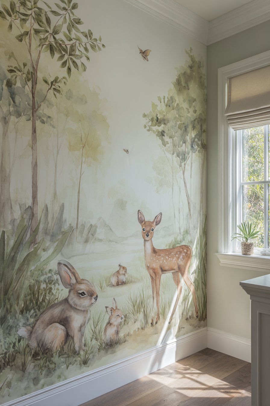 Artistic Celery Green Mural