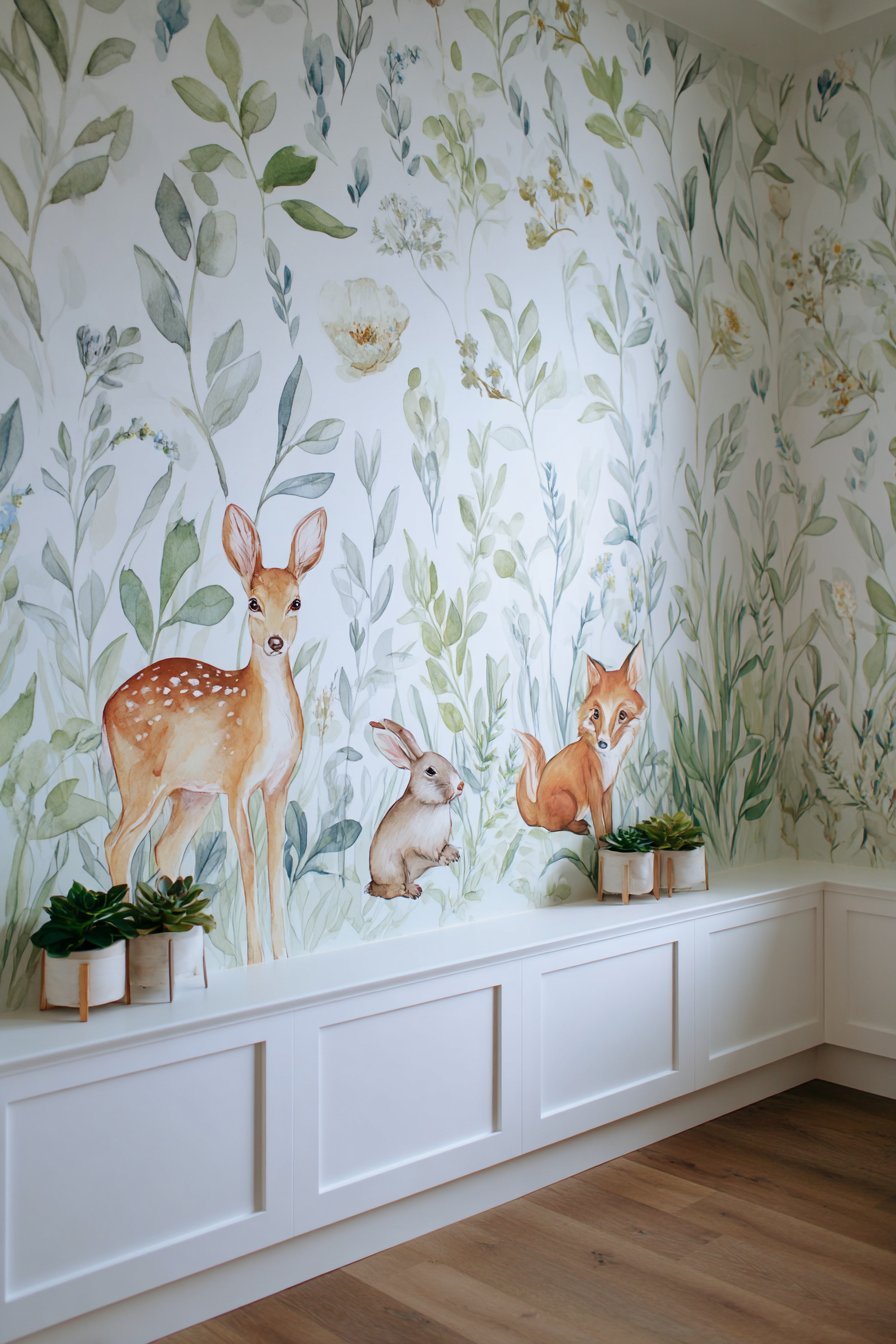 Artistic Celery Green Mural