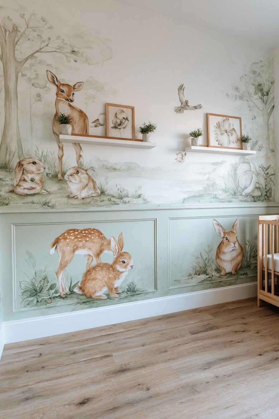 Artistic Celery Green Mural