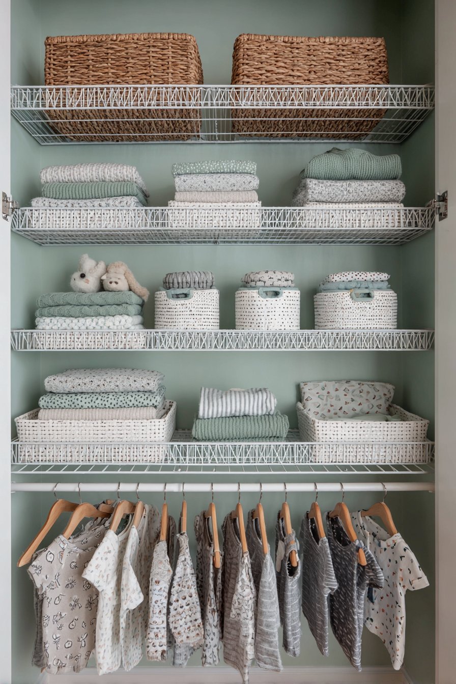 Organized Mint Green Closet System