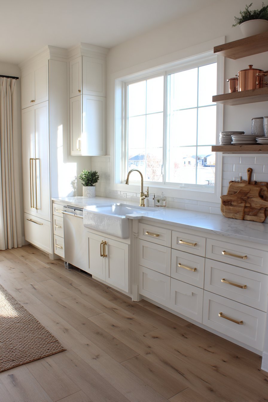 Charming Kitchen with Vintage Brass Hardware
