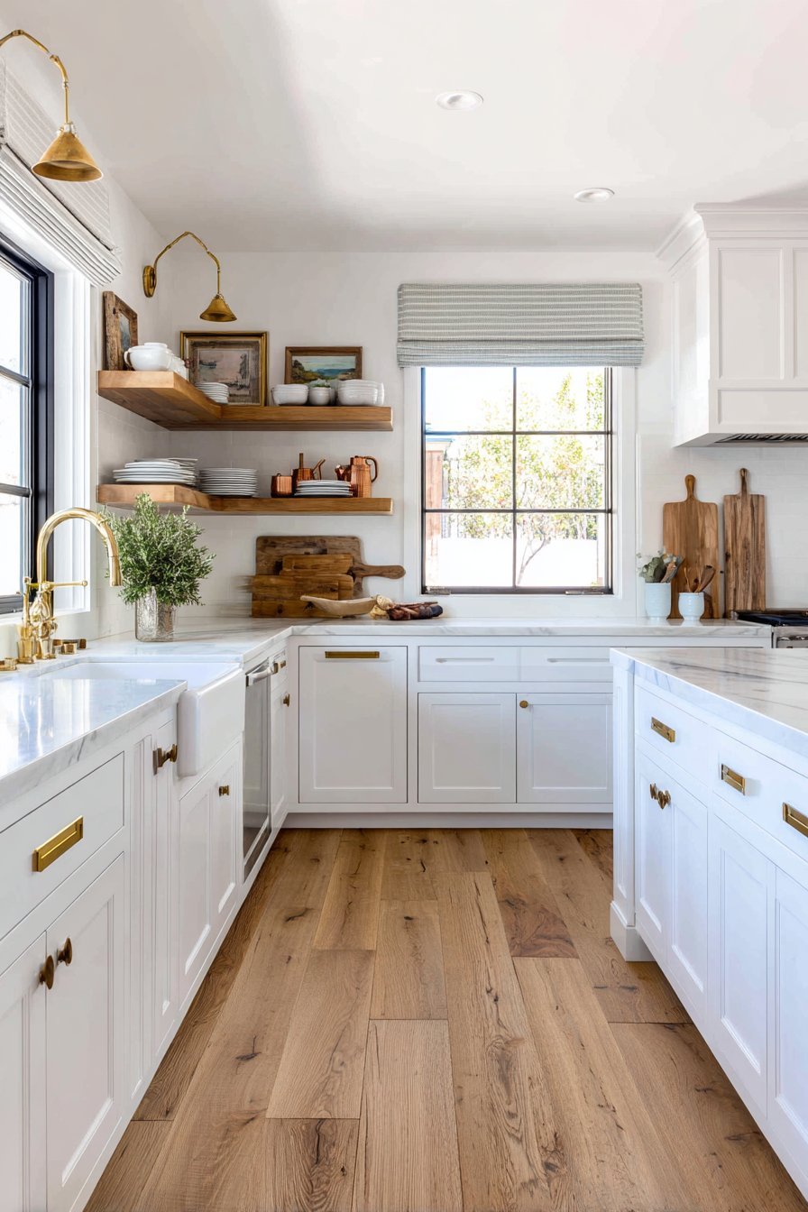 Charming Kitchen with Vintage Brass Hardware