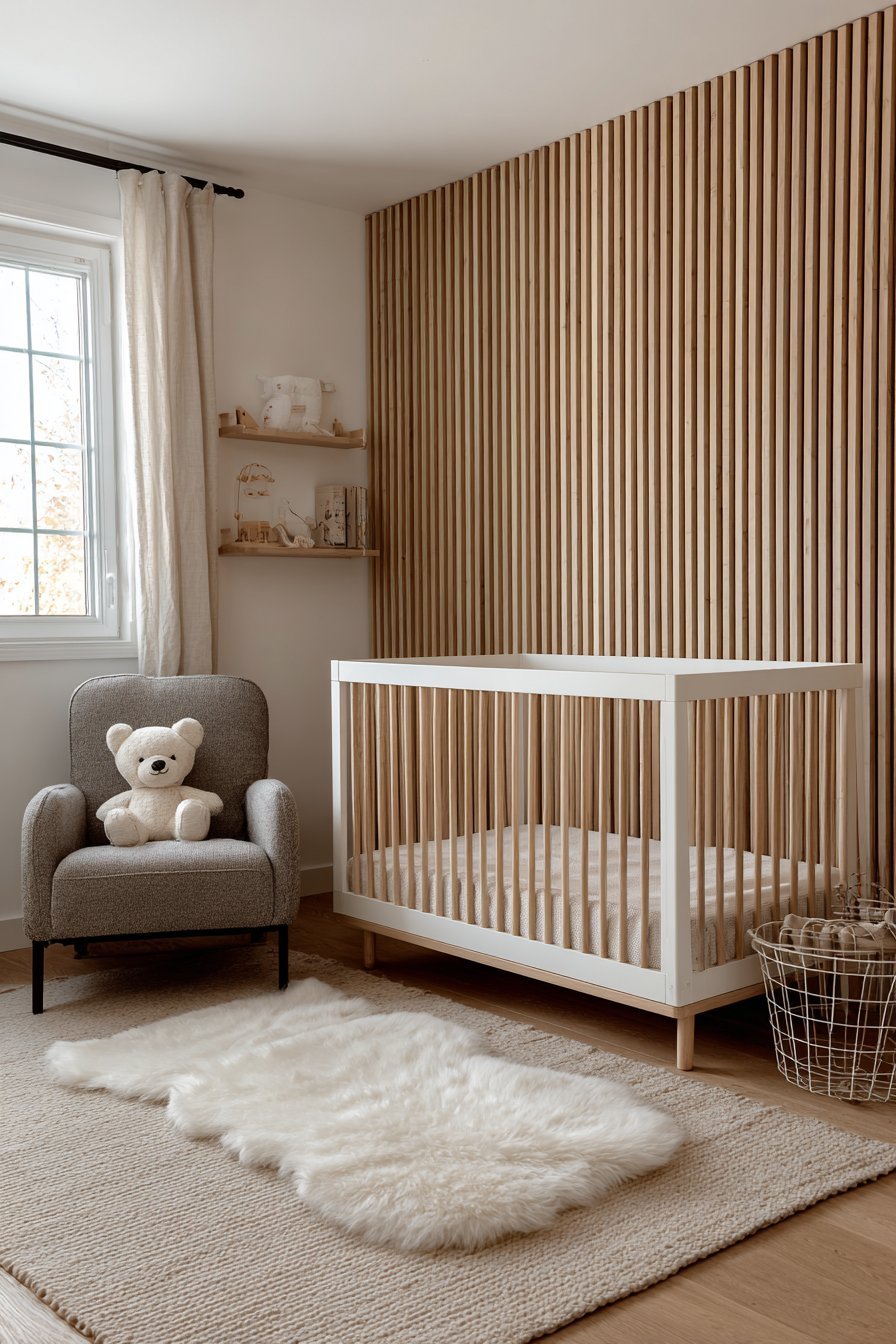 Scandinavian Vertical Wood Slat Paneling
