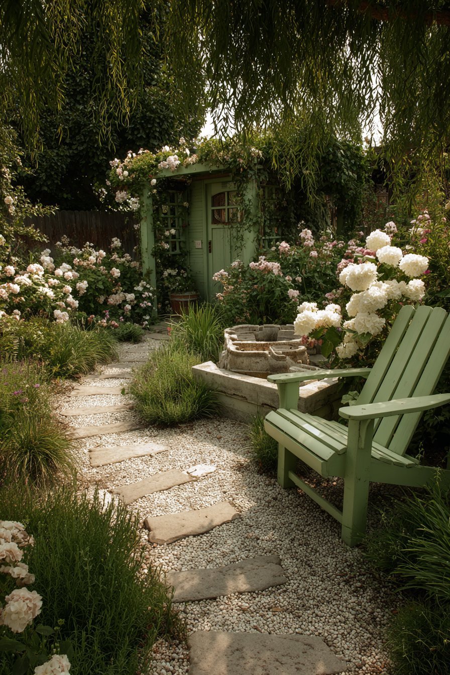 Cottage Garden Fountain Courtyard