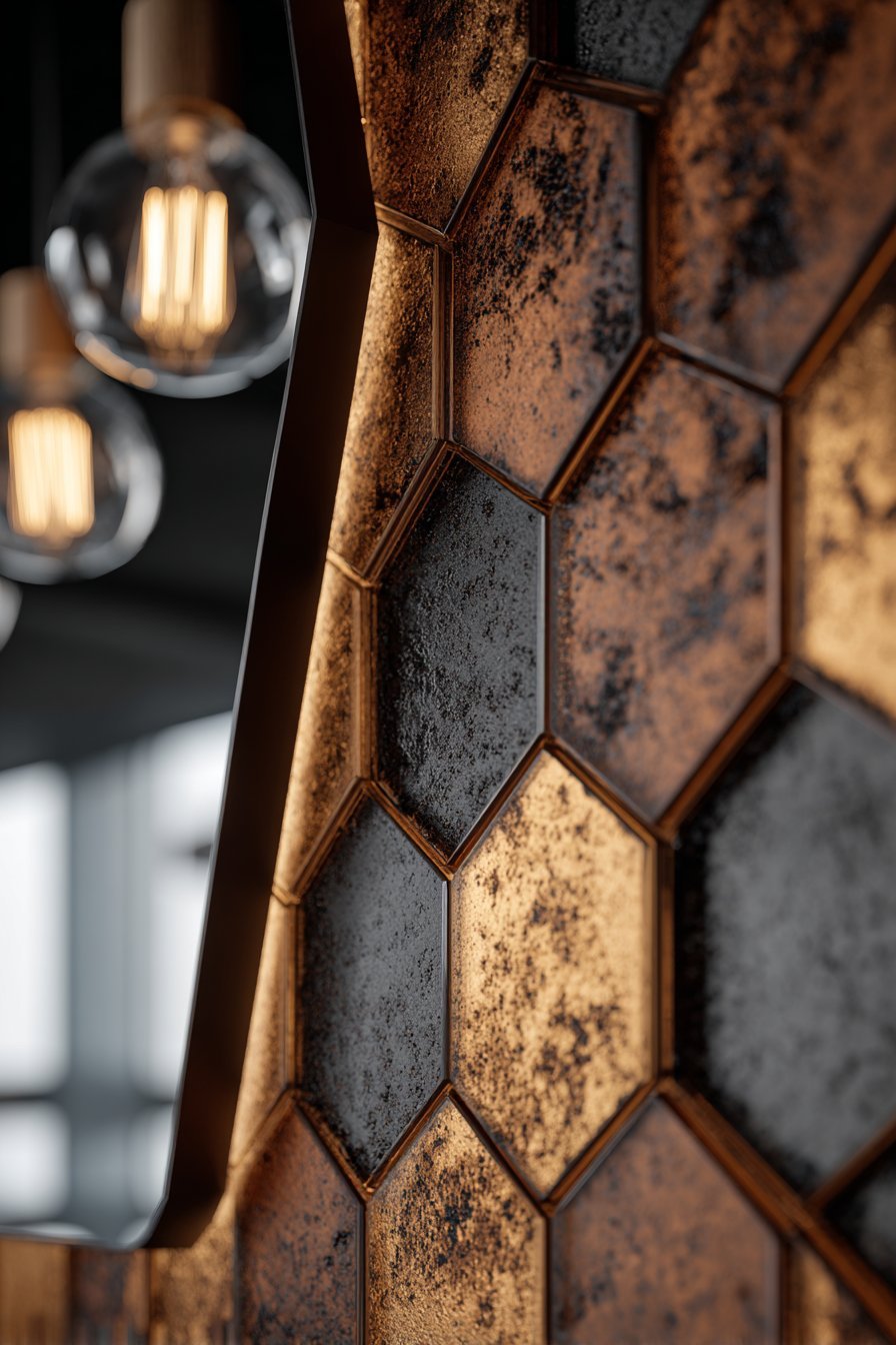 Antiqued Hexagonal Mirror Tiles