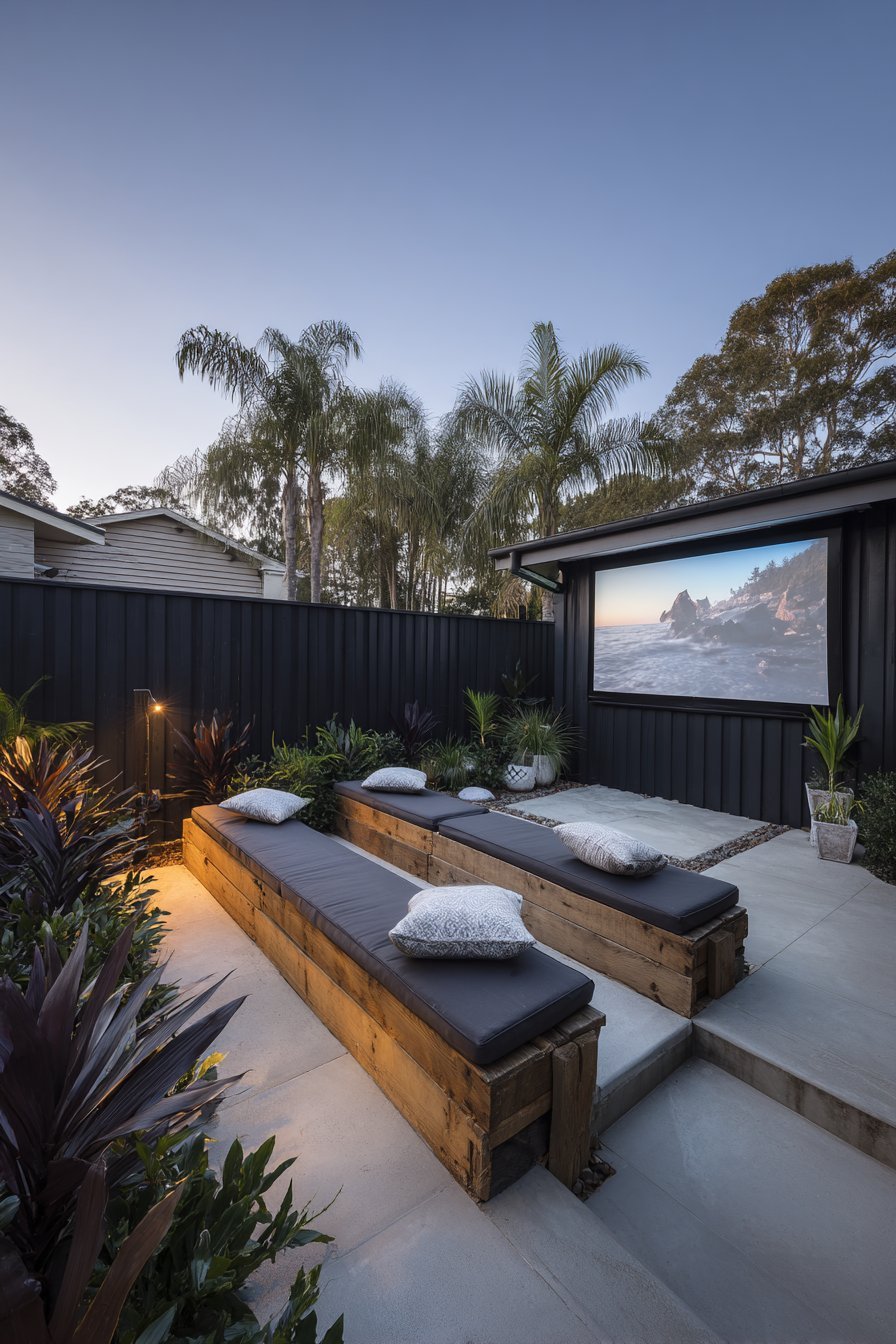 Outdoor Movie Theater with Tiered Seating