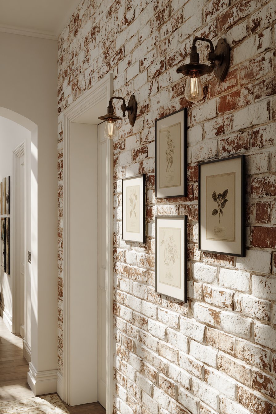 Lime-Washed Exposed Brick Wall