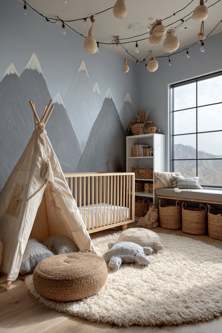 Whimsical Mountain Mural Magic