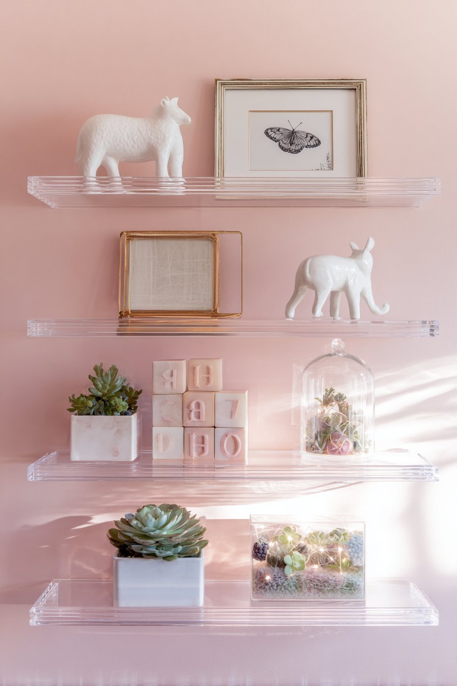 Modern Acrylic Floating Shelves with Ethereal Effect