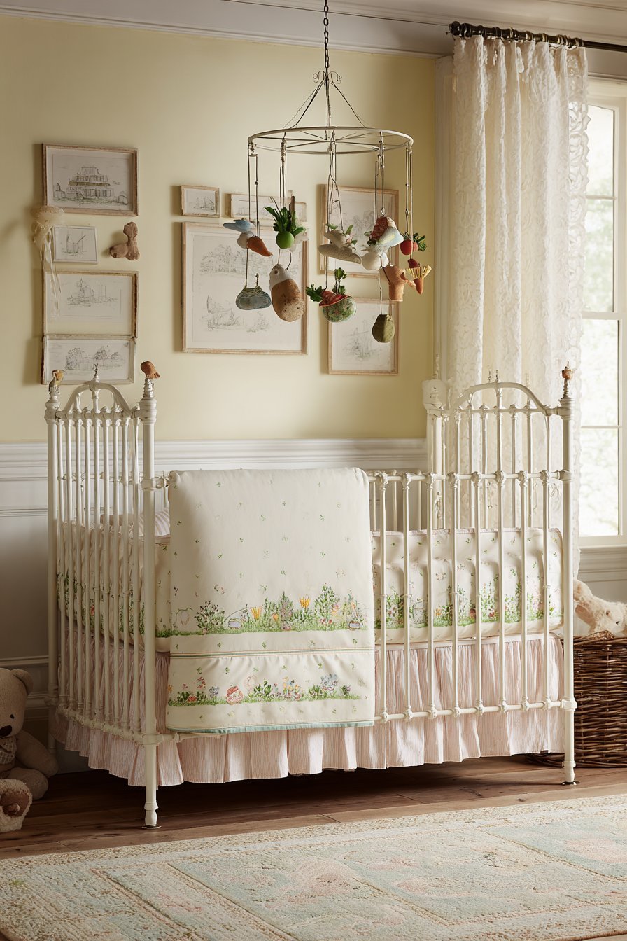 Vintage Metal Crib with Cottage Charm