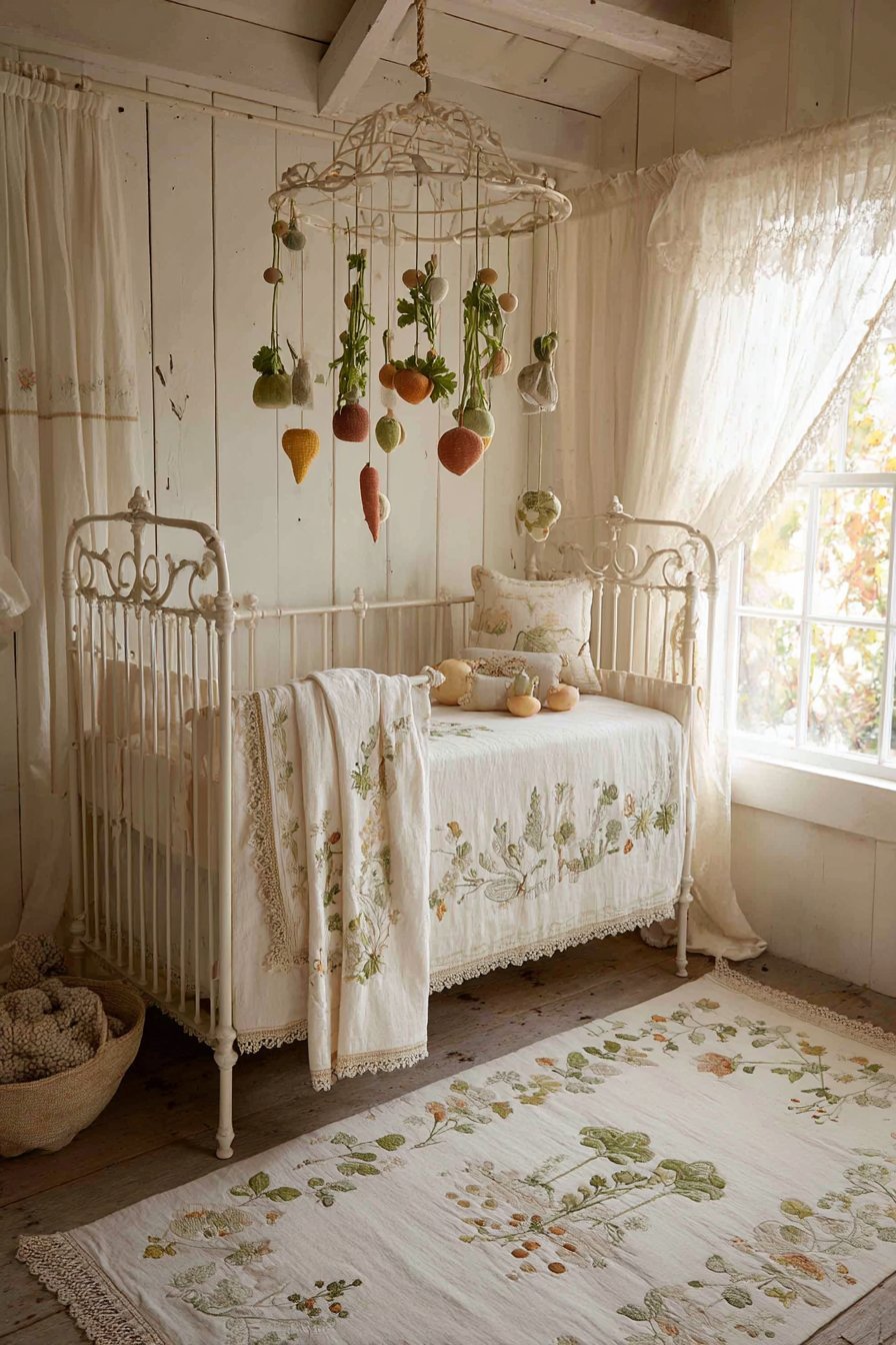 Vintage Metal Crib with Cottage Charm