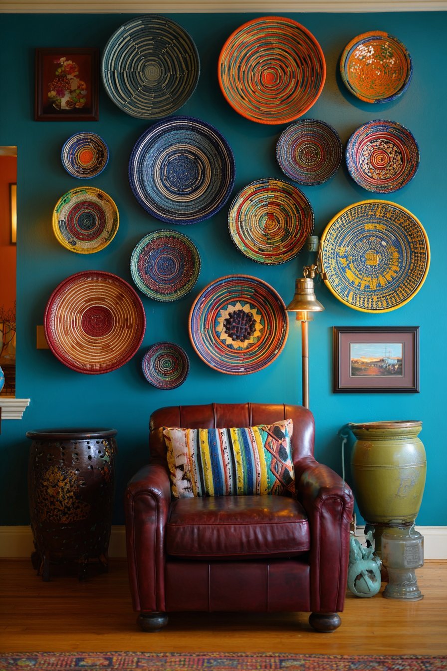 Eclectic Global Plate Wall Display