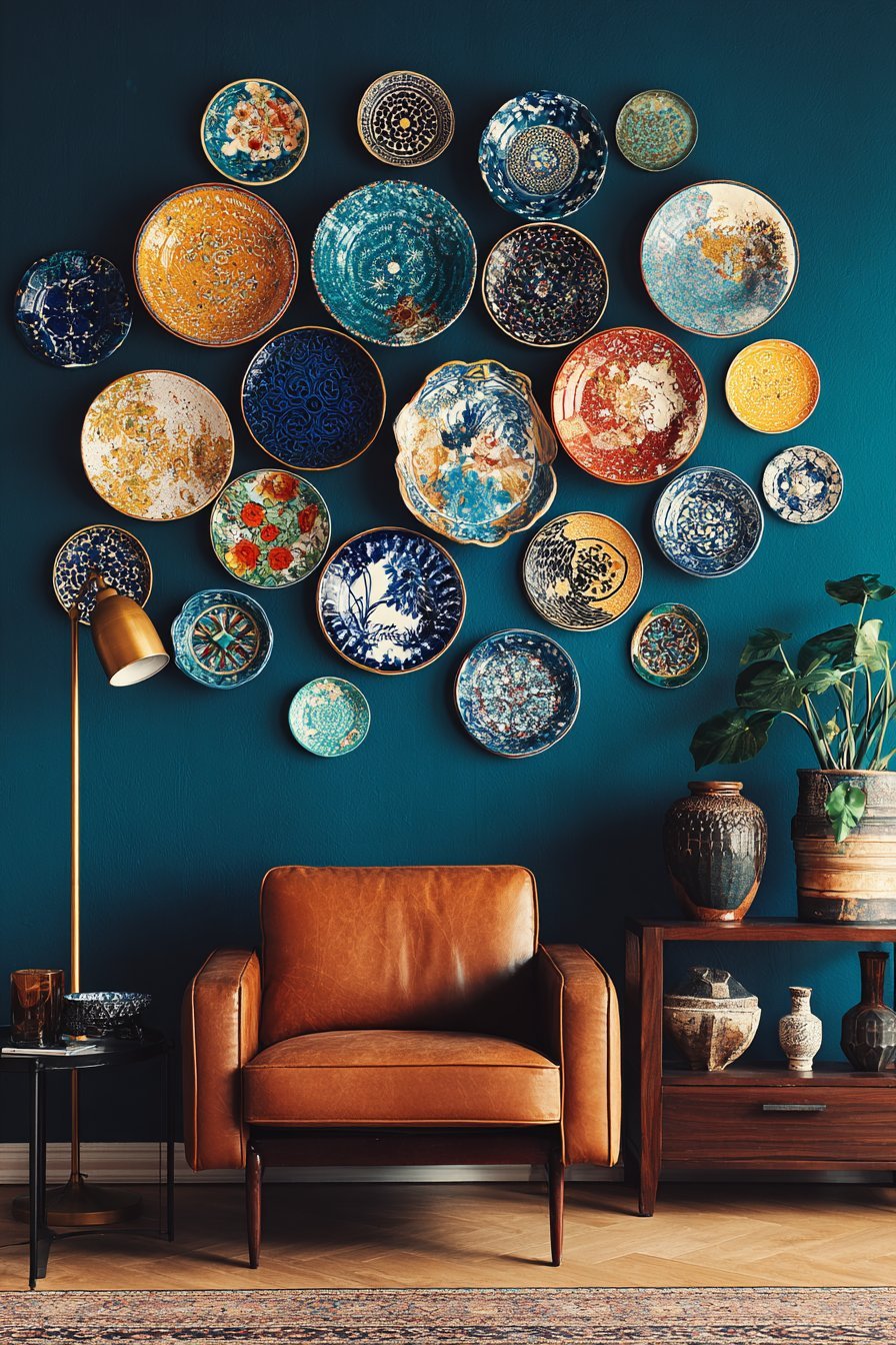 Eclectic Global Plate Wall Display