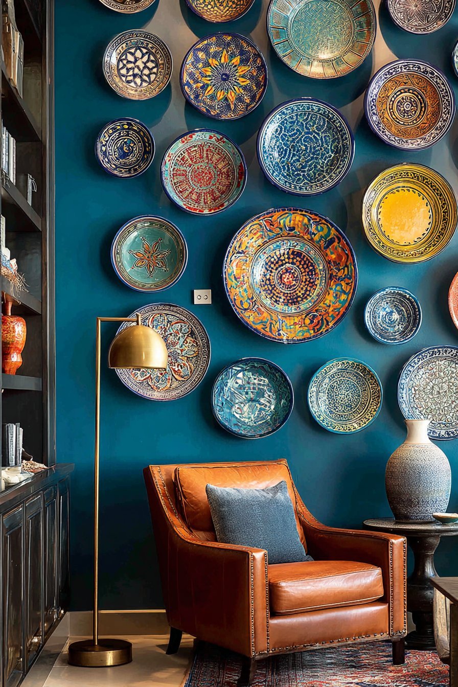 Eclectic Global Plate Wall Display