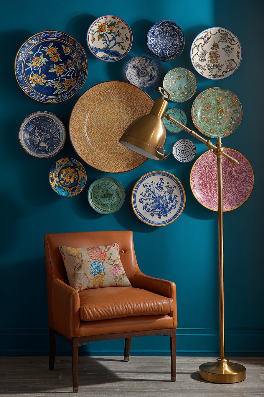 Eclectic Global Plate Wall Display