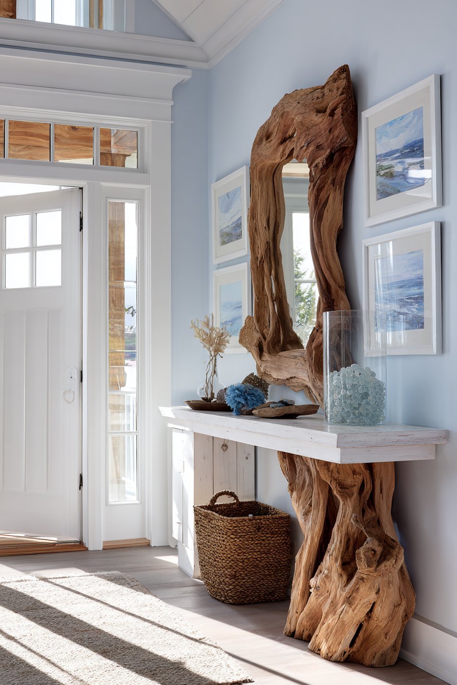 Coastal-Inspired Driftwood Mirror Arrangement