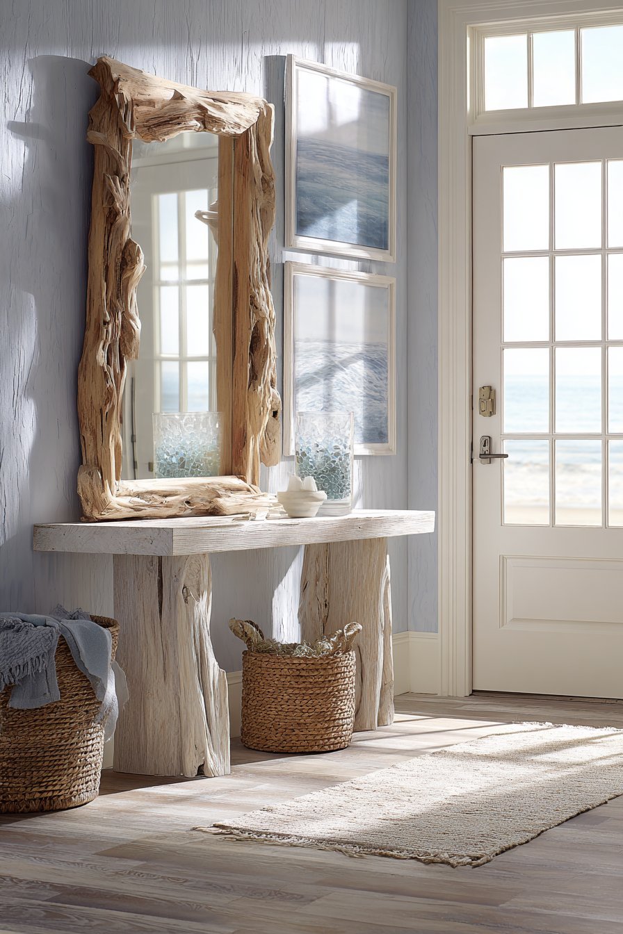 Coastal-Inspired Driftwood Mirror Arrangement