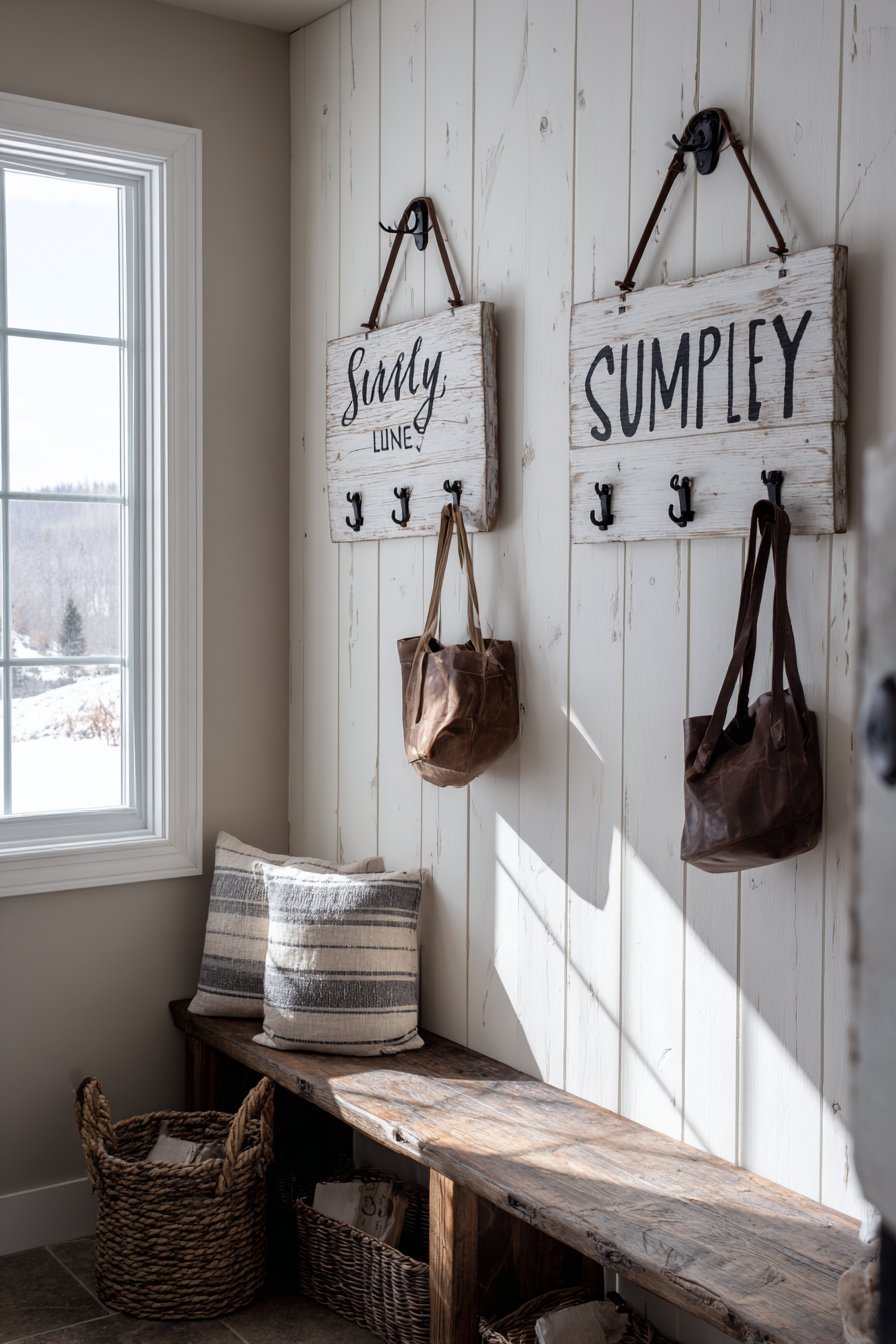 Modern Farmhouse Shiplap with Wooden Signs