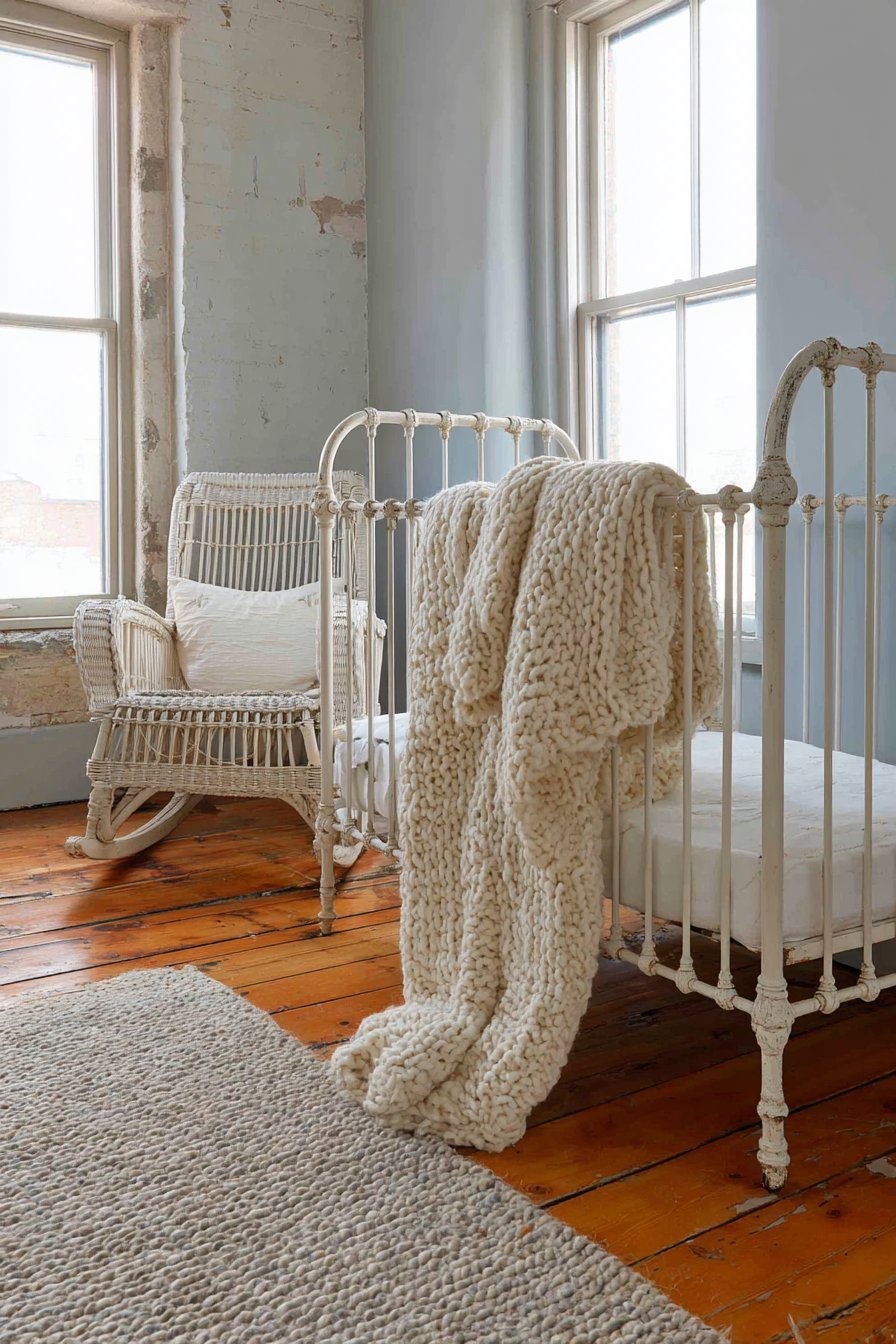 Vintage-Inspired White Iron Crib