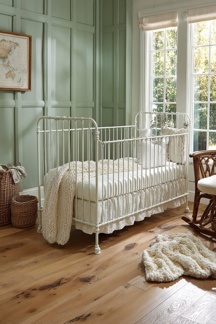 Vintage-Inspired White Iron Crib