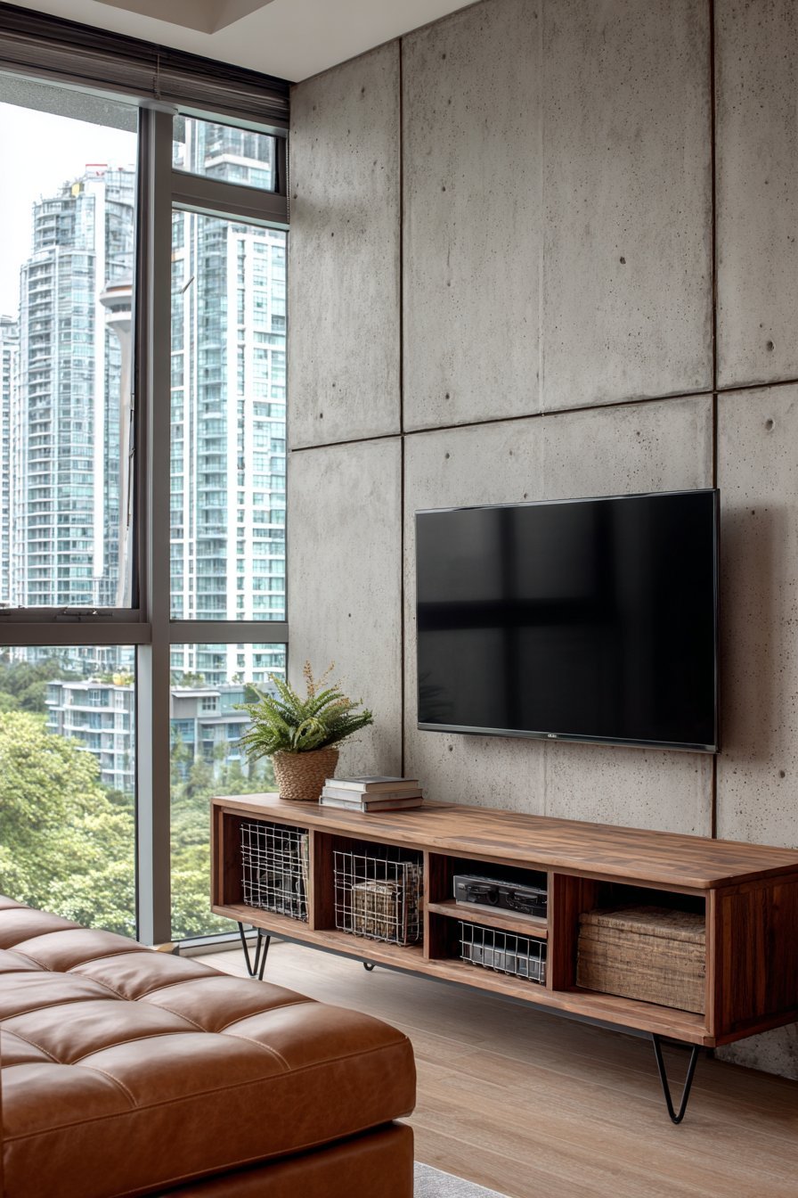 Industrial Concrete-Effect Accent Wall