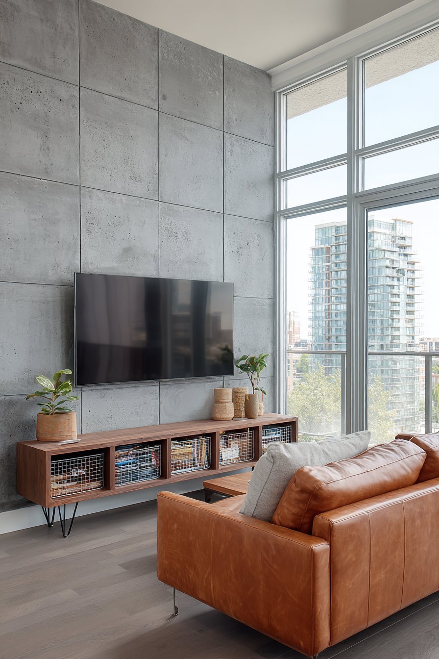 Industrial Concrete-Effect Accent Wall