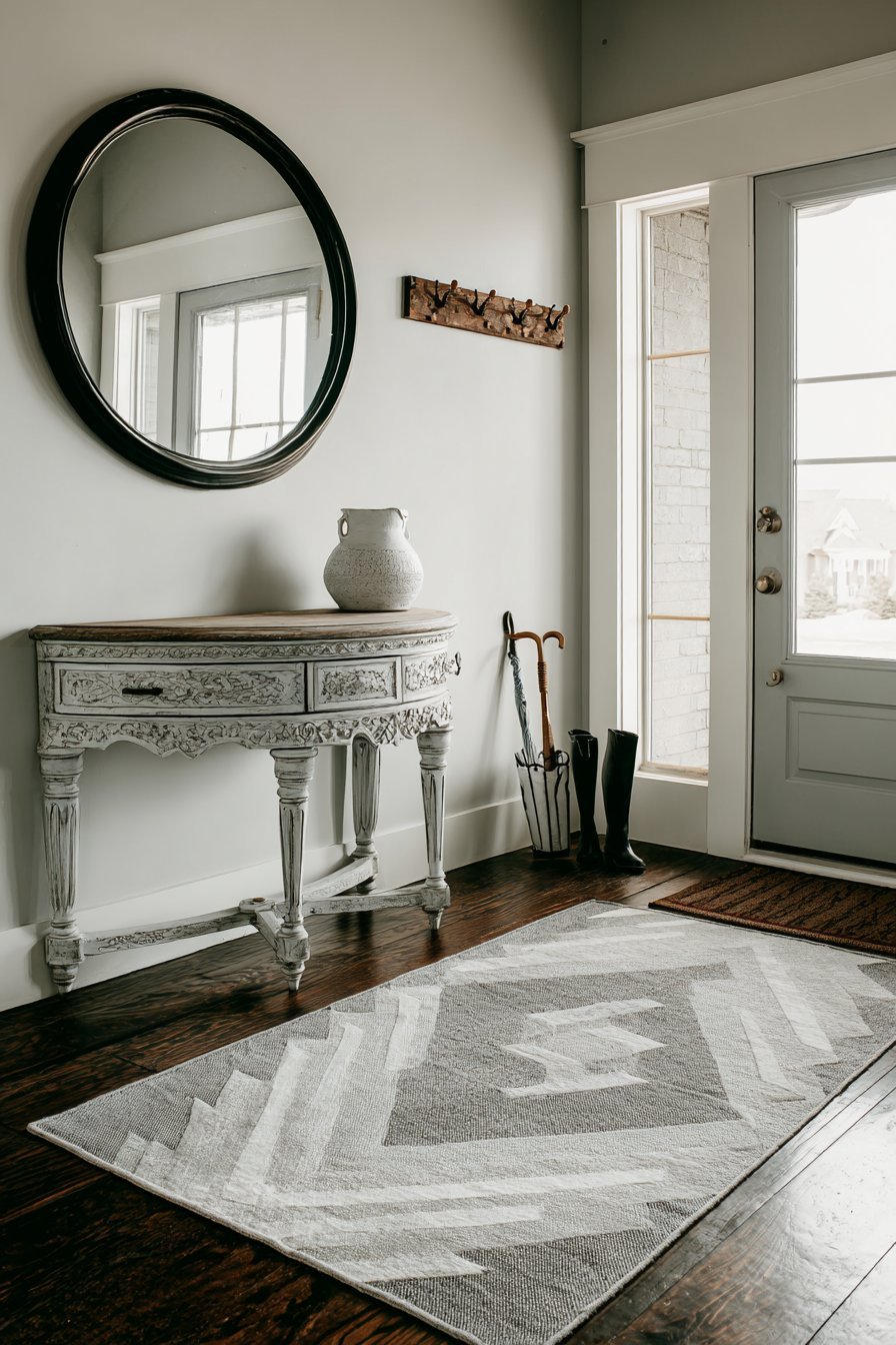 Welcoming Entryway with Grey Console Table
