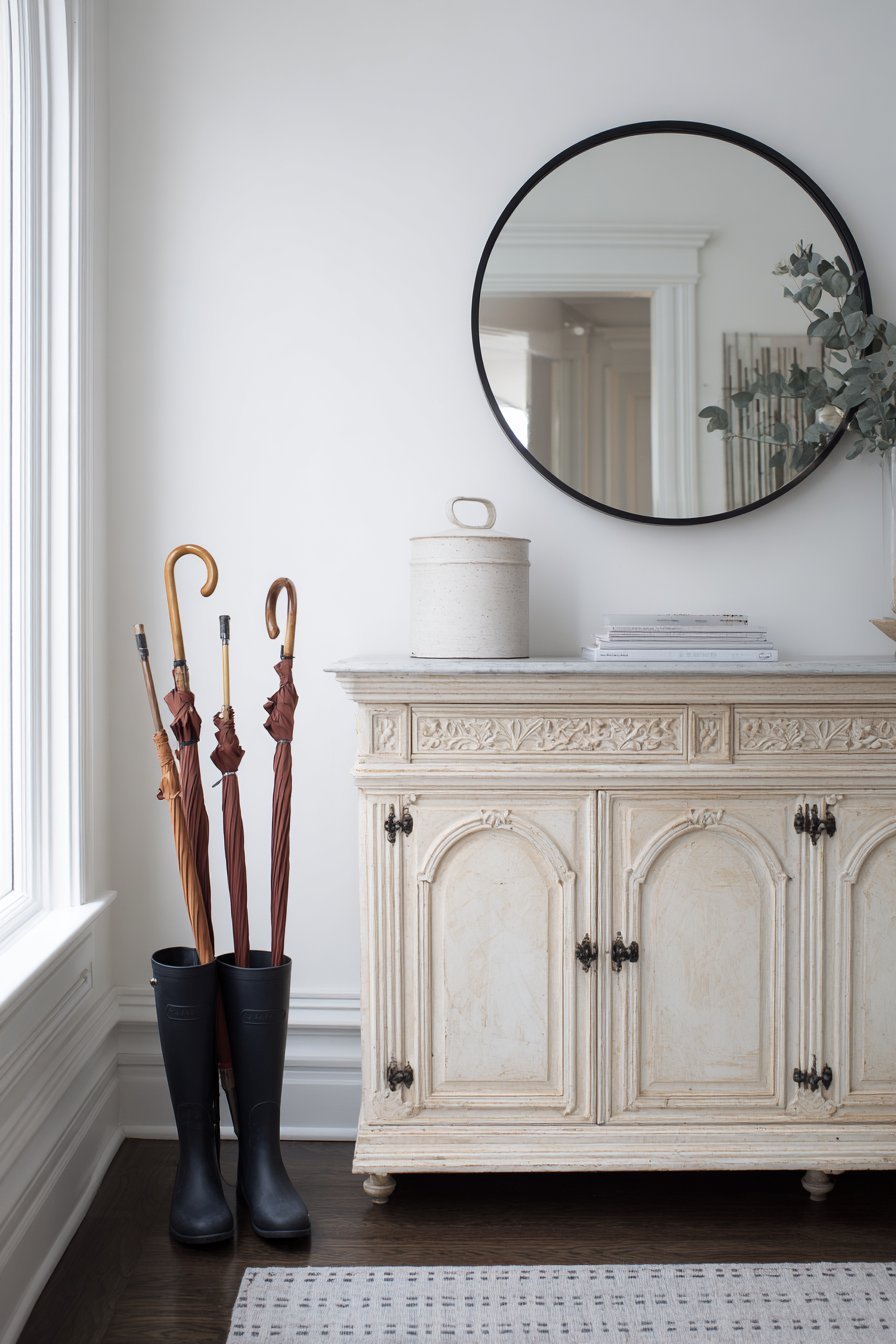 Welcoming Entryway with Grey Console Table